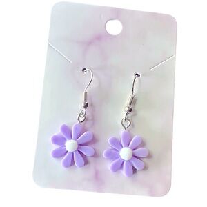 Purple Flower Drop Earrings